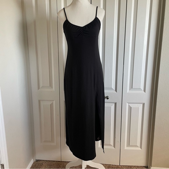 Whimsigoth Babydoll Slip Dress Women’s L Black Preppy Dark Romance Arna Midi - Picture 4 of 16